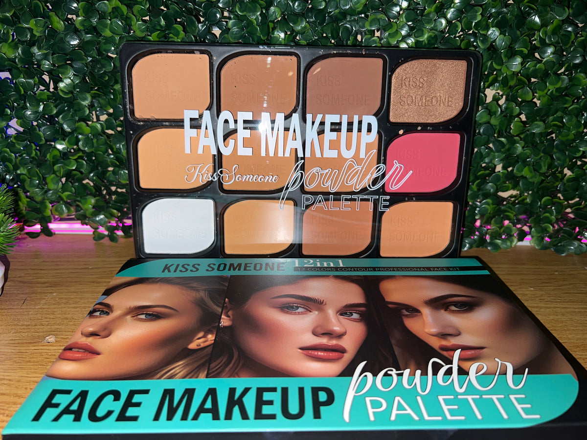 Kiss Someone 12-in-1 Face Makeup Powder Palette – Professional Contour Kit