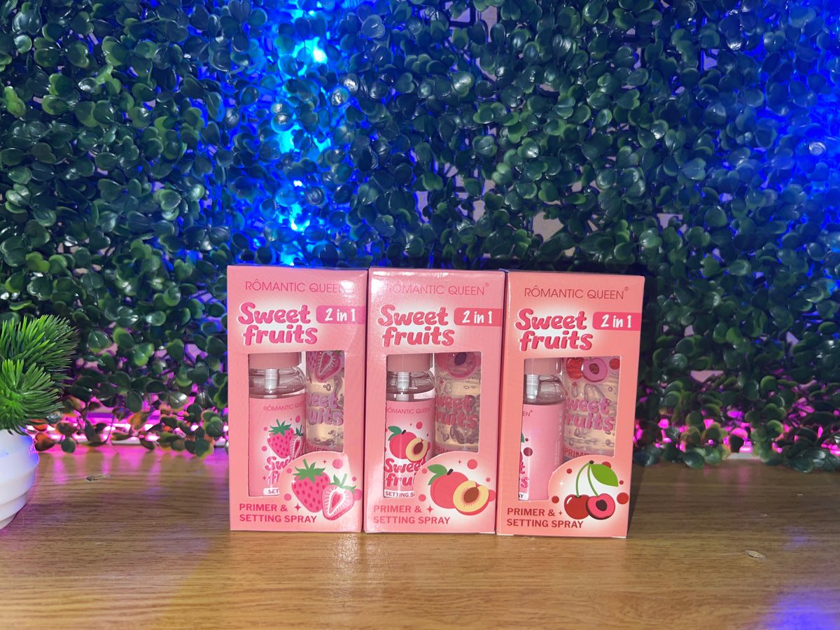 Romantic Queen Sweet Fruits 2-in-1 Primer & Setting Spray – Strawberry, Honey Peach & Cherry