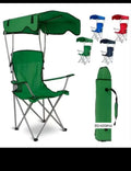 Folding Camping Chair with Sun Canopy & Cup Holder
