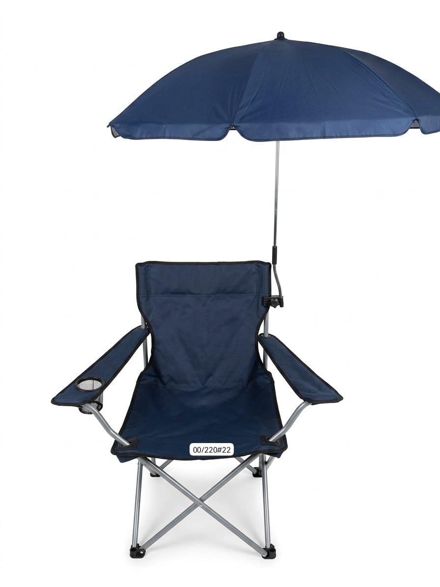 Folding Camping Chair with Umbrella & Cup Holder