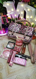 Leopard print pink handbag