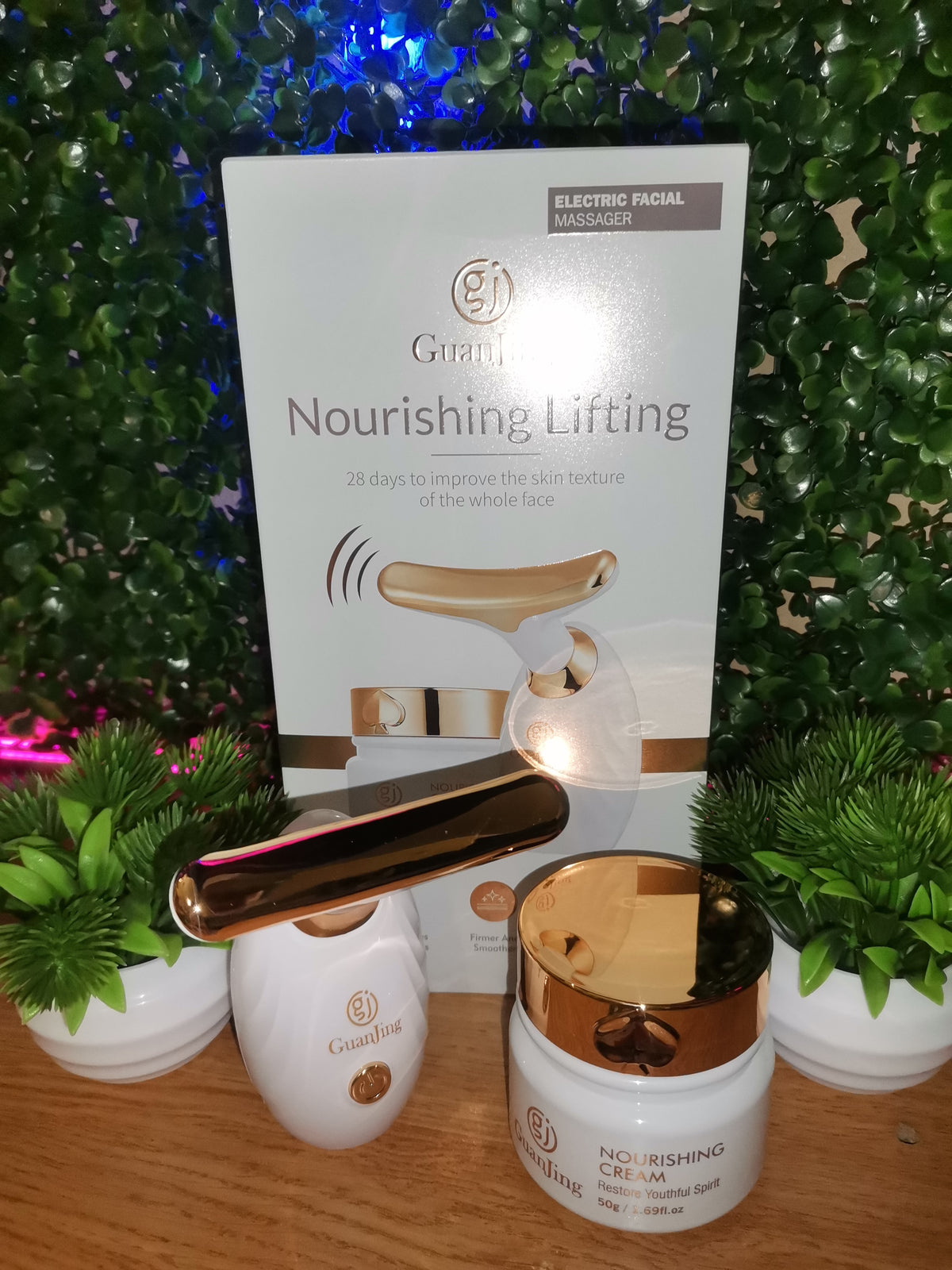 Nourishing Lifting Electric Facial Massager & Cream