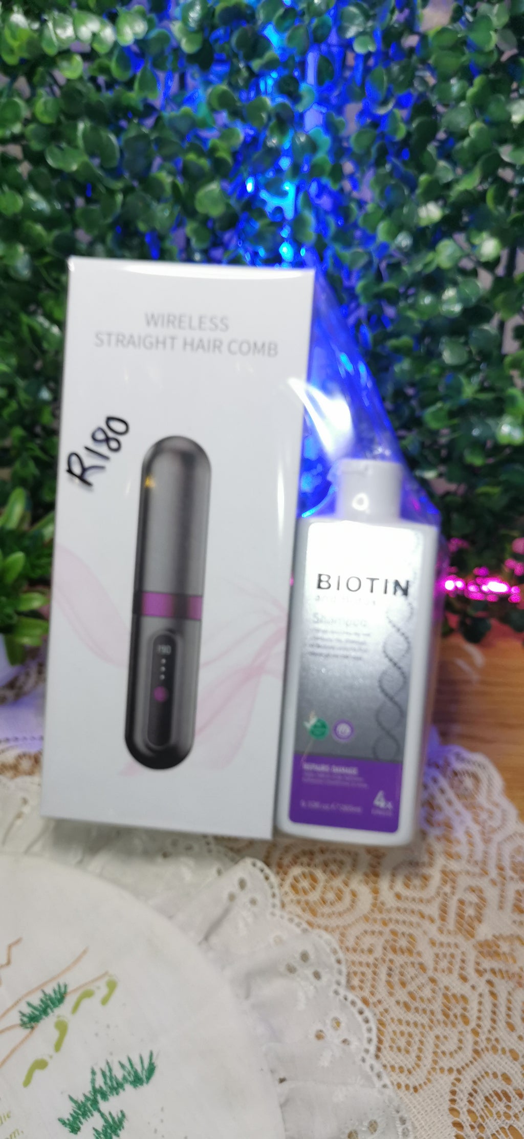 Wireless rechargeable straightning brush combo