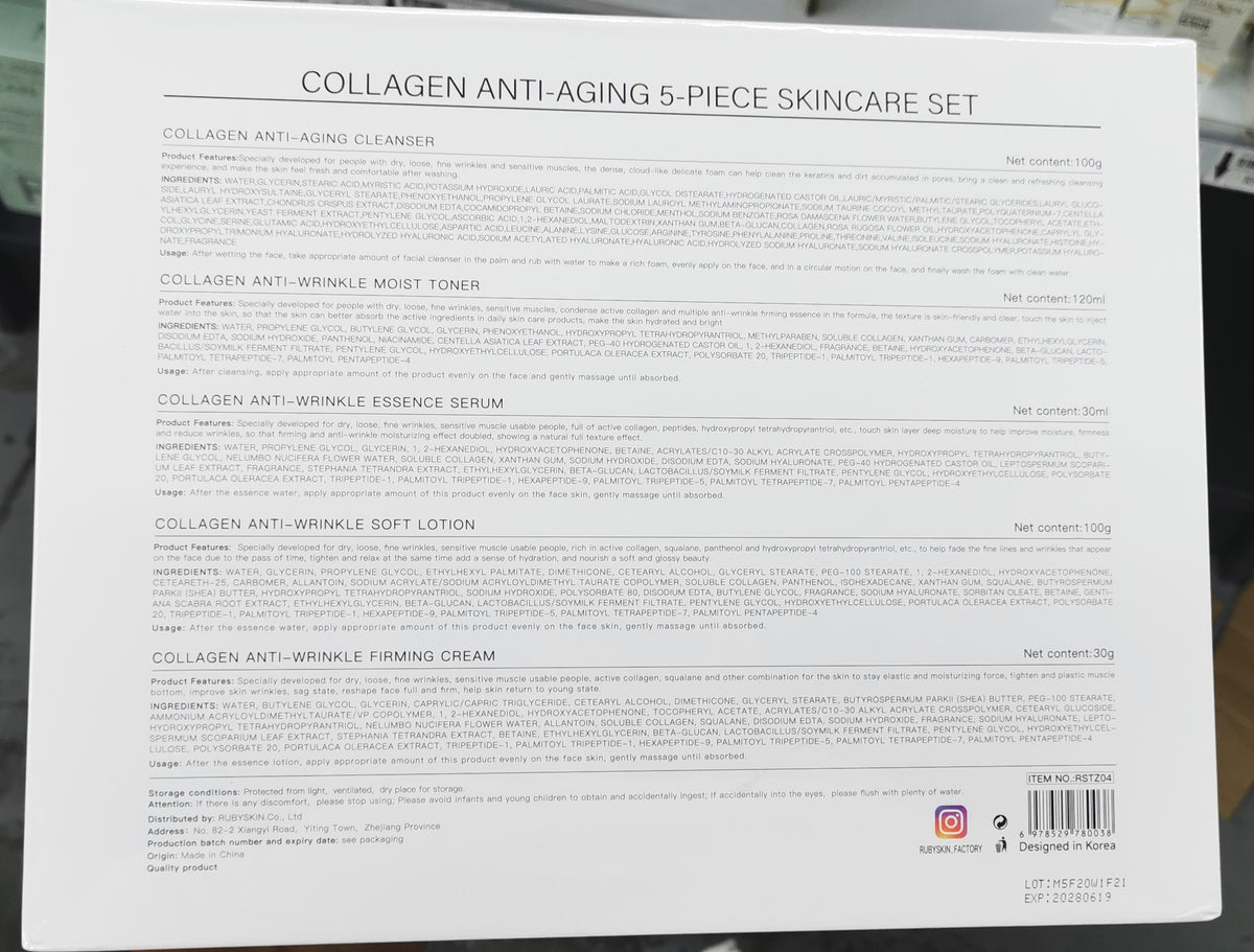 RUBYSKIN Collagen Anti-aging 5pc skincare set