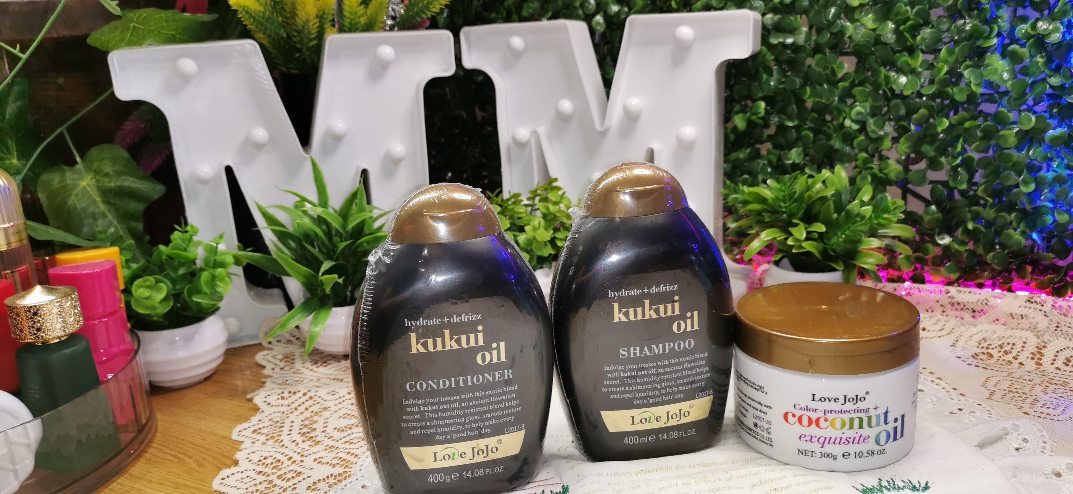 Hydrate & defrizz kukui oil shampoo and conditioner+ hair mask